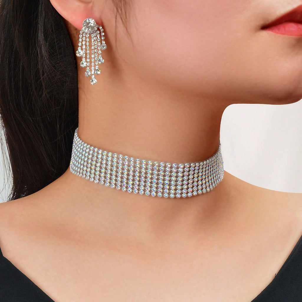 Conjunto Crystal Glam Vellery — Colar Choker e Brincos de Cristal-0