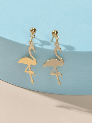 Brincos Flamingo Gold Vellery — Elegância Tropical Dourada-0