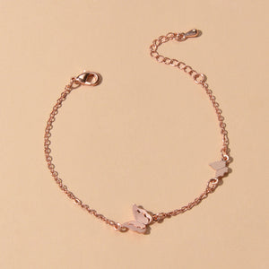Anniversary Wedding Jewellery Rosegold Chain Butterfly Charm Bracelet Women Gift-0