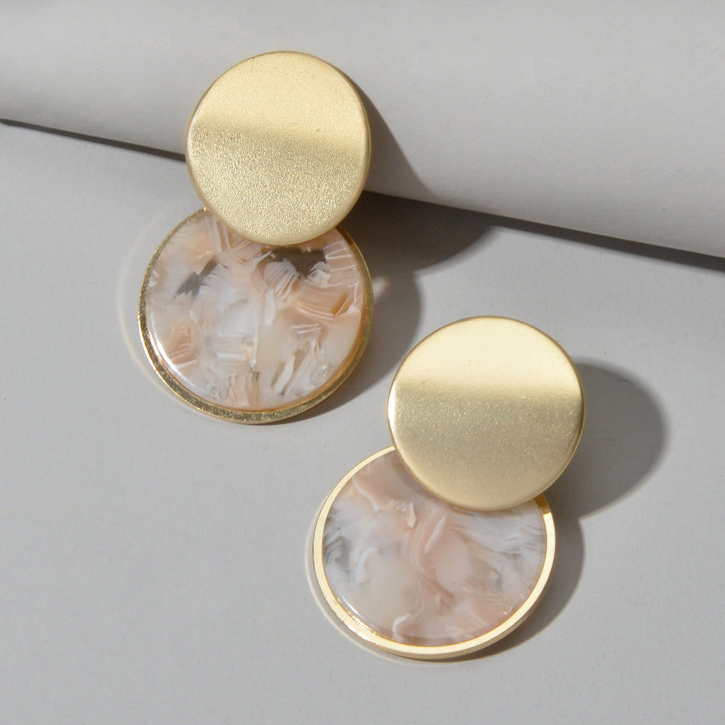 Brincos Marble Gold Disc Vellery