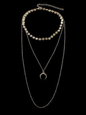Boho Chic Multi-layer Gold Silver Chain Horns Charm Necklace Trendy Accessories-1