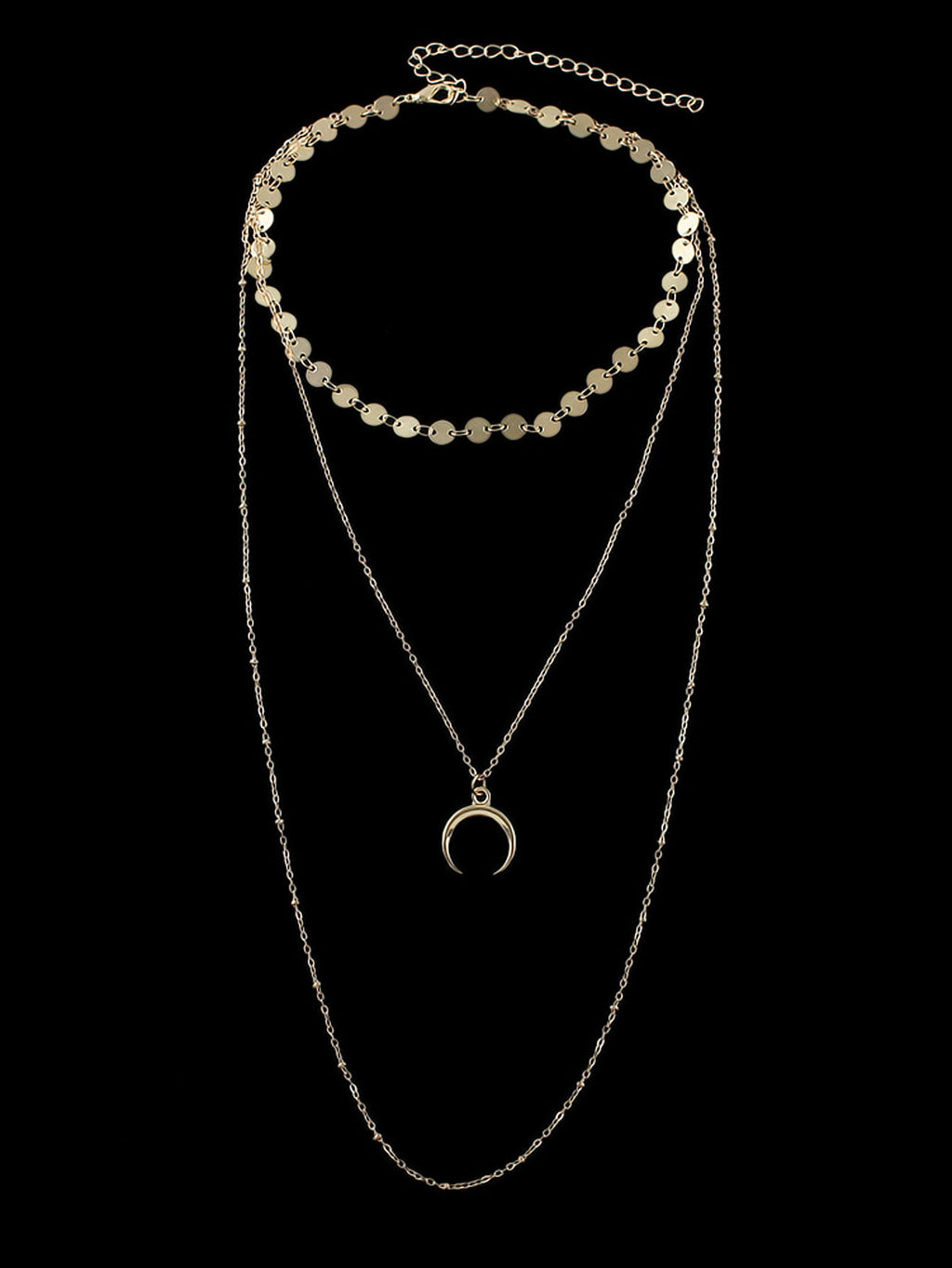 Boho Chic Multi-layer Gold Silver Chain Horns Charm Necklace Trendy Accessories-1