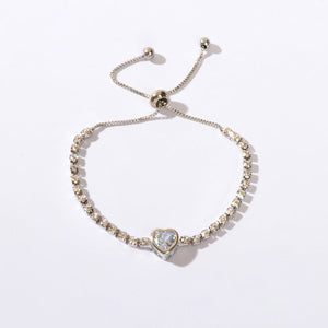 Anniversary Jewellery Shining Luxury Rhinestone Heart Adjustable Tennis Bracelet-0