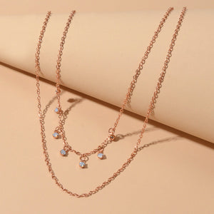 Ladies Jewellery Multi-layer Gold Chain Beads Charm Clavicle Necklace Girls Gift-1