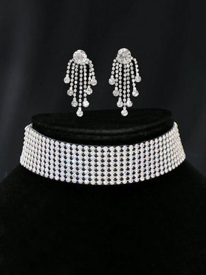 Conjunto Crystal Glam Vellery — Colar Choker e Brincos de Cristal-2