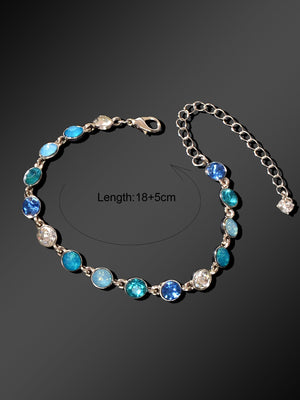 Luxury Blue Transparent Big Cubic Zirconia Bracelet Wedding Engagement Jewellery-2