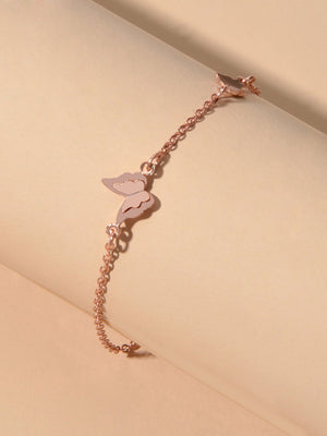 Anniversary Wedding Jewellery Rosegold Chain Butterfly Charm Bracelet Women Gift-2