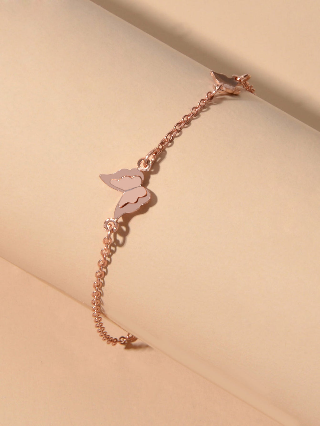 Anniversary Wedding Jewellery Rosegold Chain Butterfly Charm Bracelet Women Gift-2