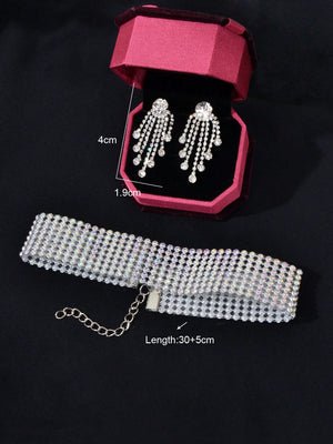 Conjunto Crystal Glam Vellery — Colar Choker e Brincos de Cristal-3