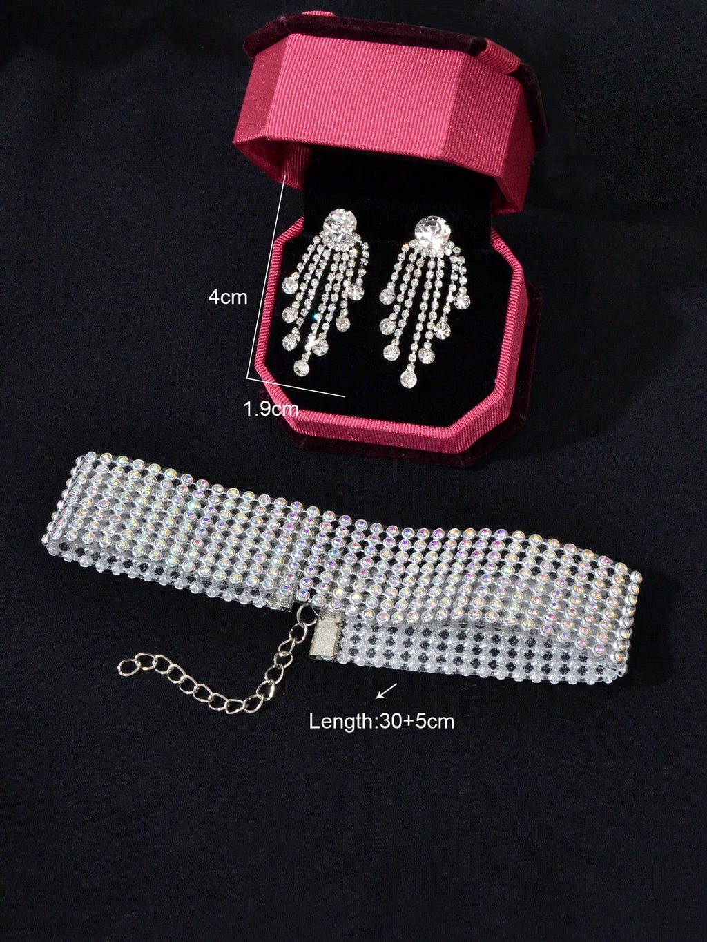 Conjunto Crystal Glam Vellery — Colar Choker e Brincos de Cristal-3