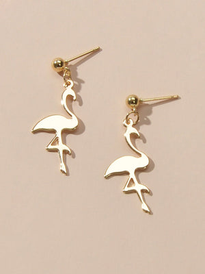 Brincos Flamingo Gold Vellery — Elegância Tropical Dourada-2