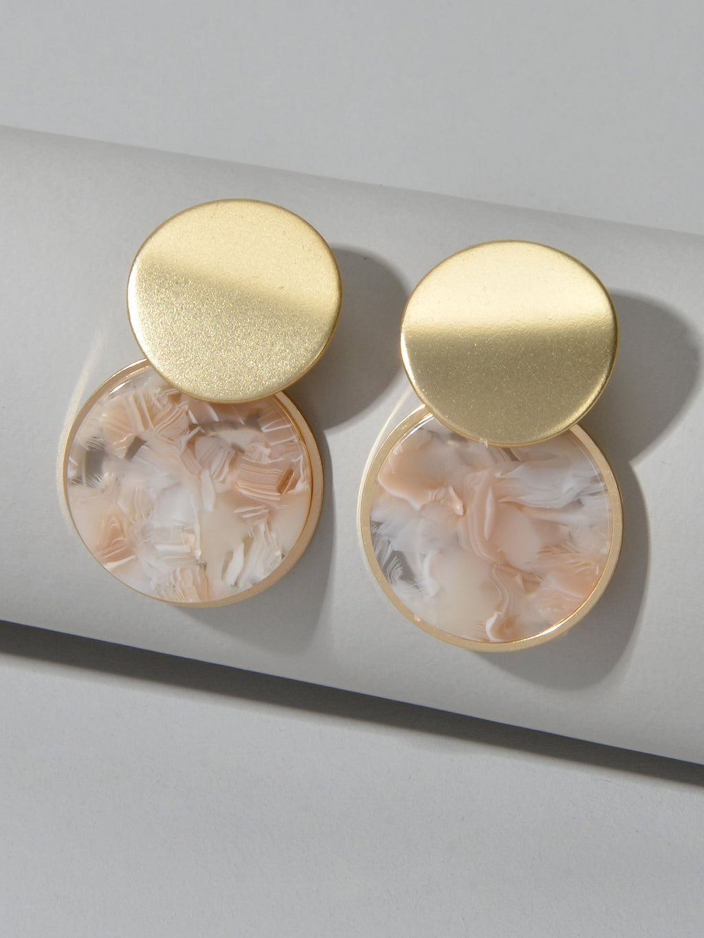 Brincos Marble Gold Disc Vellery