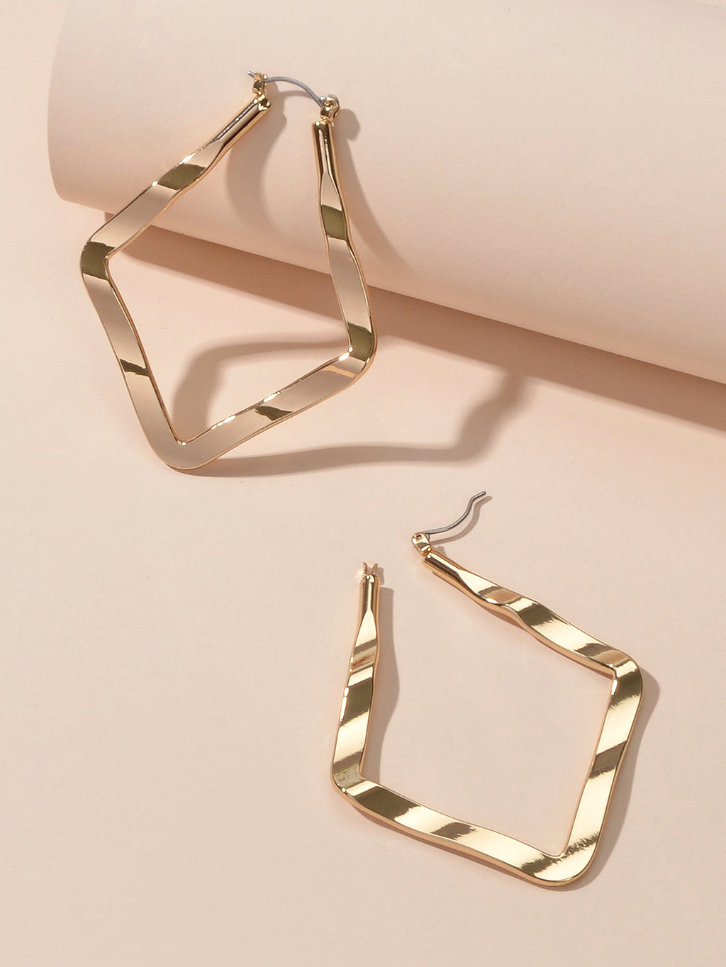 Statement Gold Metal Geometric Dangle Hoop Earrings Beautiful Teens Accessories-3
