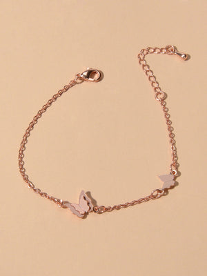 Anniversary Wedding Jewellery Rosegold Chain Butterfly Charm Bracelet Women Gift-3