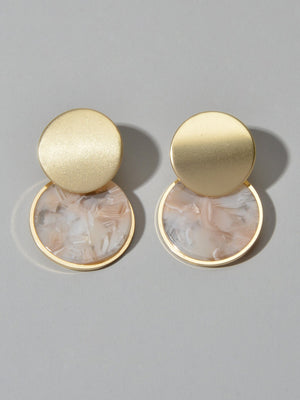 Brincos Marble Gold Disc Vellery