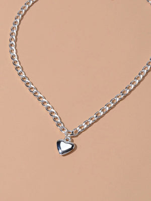 Fashion Gold Silver Chain Love Heart Charm Necklace Women Minimalist Accessories-3