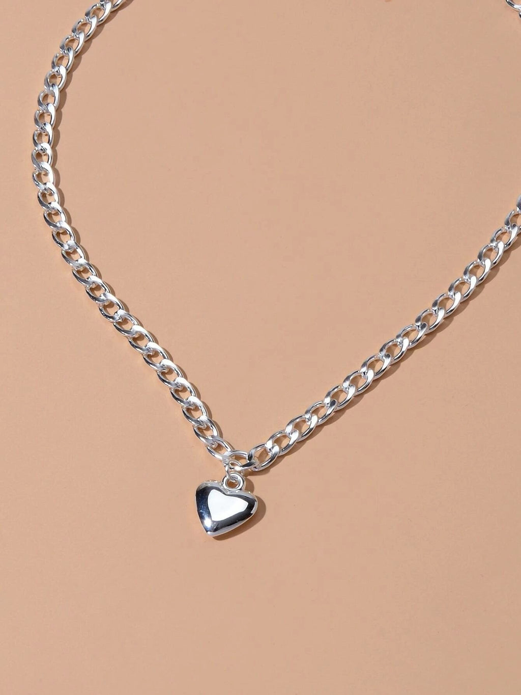 Fashion Gold Silver Chain Love Heart Charm Necklace Women Minimalist Accessories-3