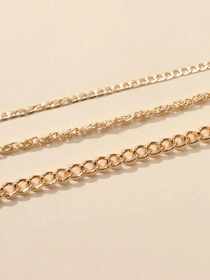 3 pcs Gold Silver Chain Boho Chic Minimalist Necklace Women Accessories Jewelry-4