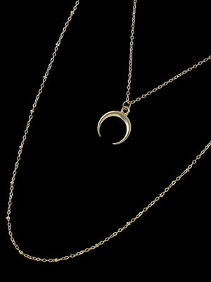 Boho Chic Multi-layer Gold Silver Chain Horns Charm Necklace Trendy Accessories-4