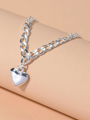 Fashion Gold Silver Chain Love Heart Charm Necklace Women Minimalist Accessories-4