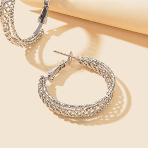 Women Gold Hollow Out Chunky Thick Open Twisted Huggie Statement Hoop Earrings-4