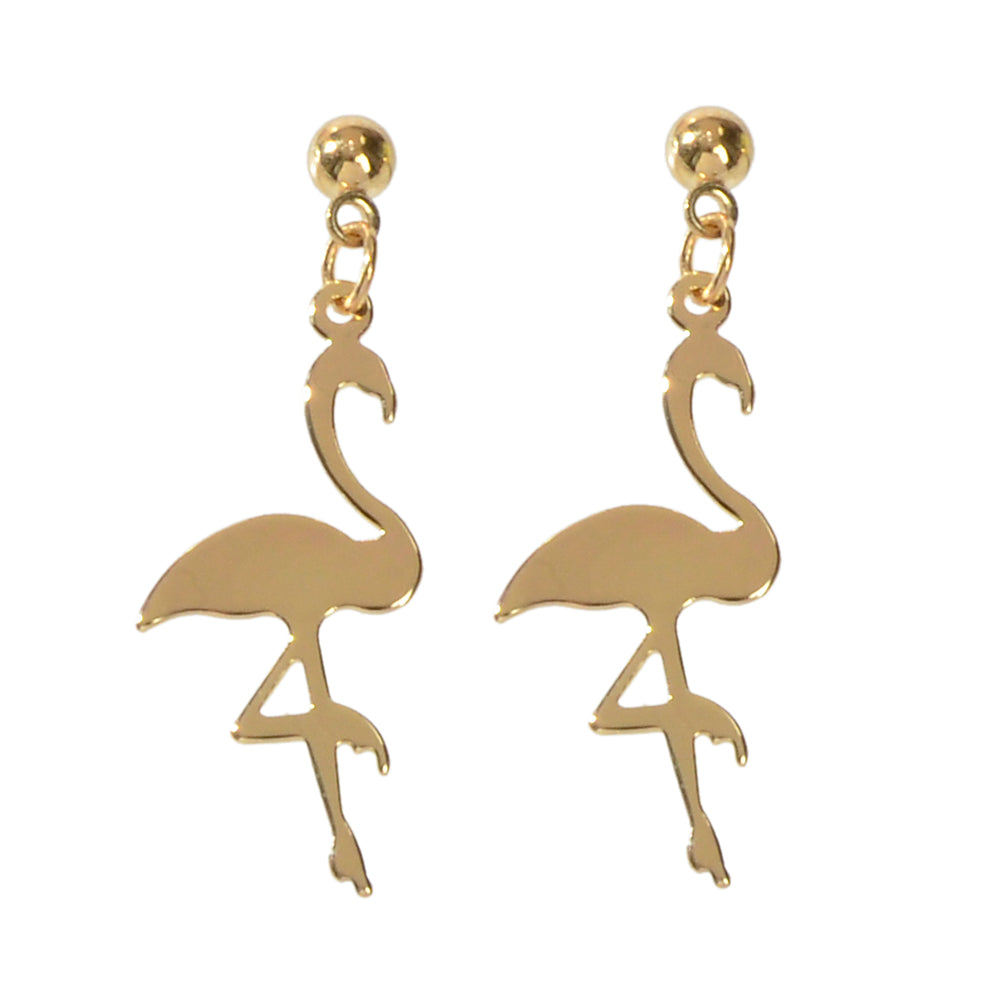 Brincos Flamingo Gold Vellery — Elegância Tropical Dourada-4